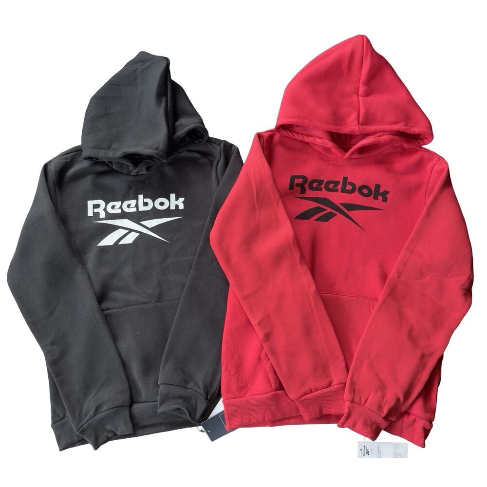 2 Pack Reebok Youth XL 18/20 Hoodies Black Red Logo Pullover NWT